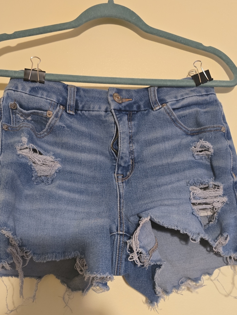 American Eagle Outfitters Medium Blue Distressed Denim Cutoff Shorts